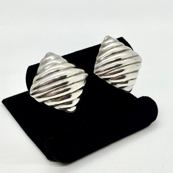 Vintage Mexico Taxco Sterling Silver 925 Modernist Clip On Earrings Mother's Day - Picture 2 of 7